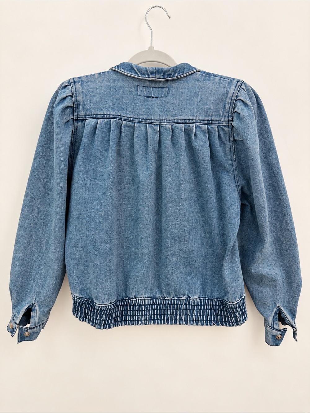 Vintage S.B.II Denim Moto Jacket Medium Puff Sleeve Acid Wash 80s 90s - Picture 2 of 4